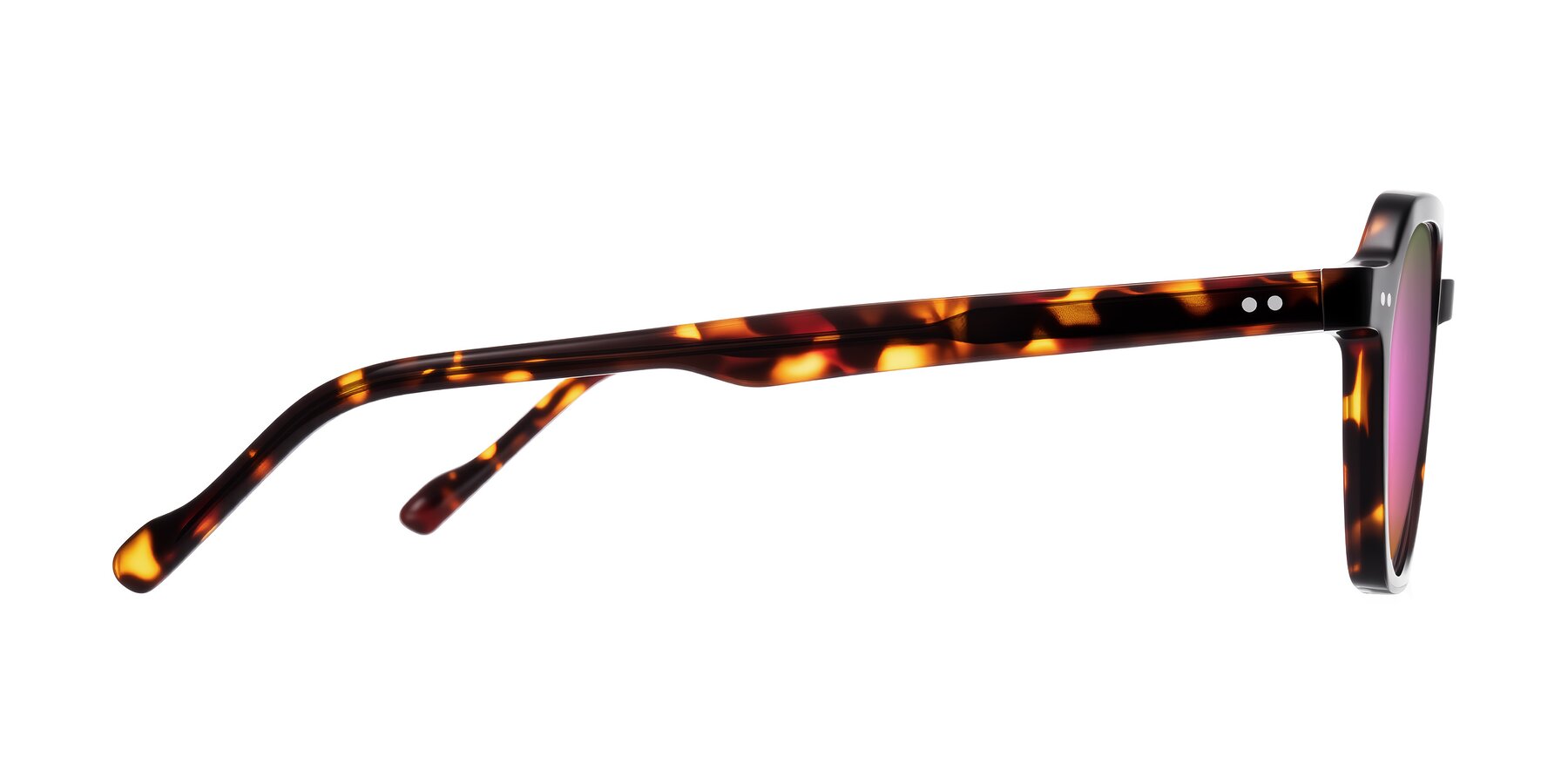 Side of Electra in Tortoise with Pink Mirrored Lenses