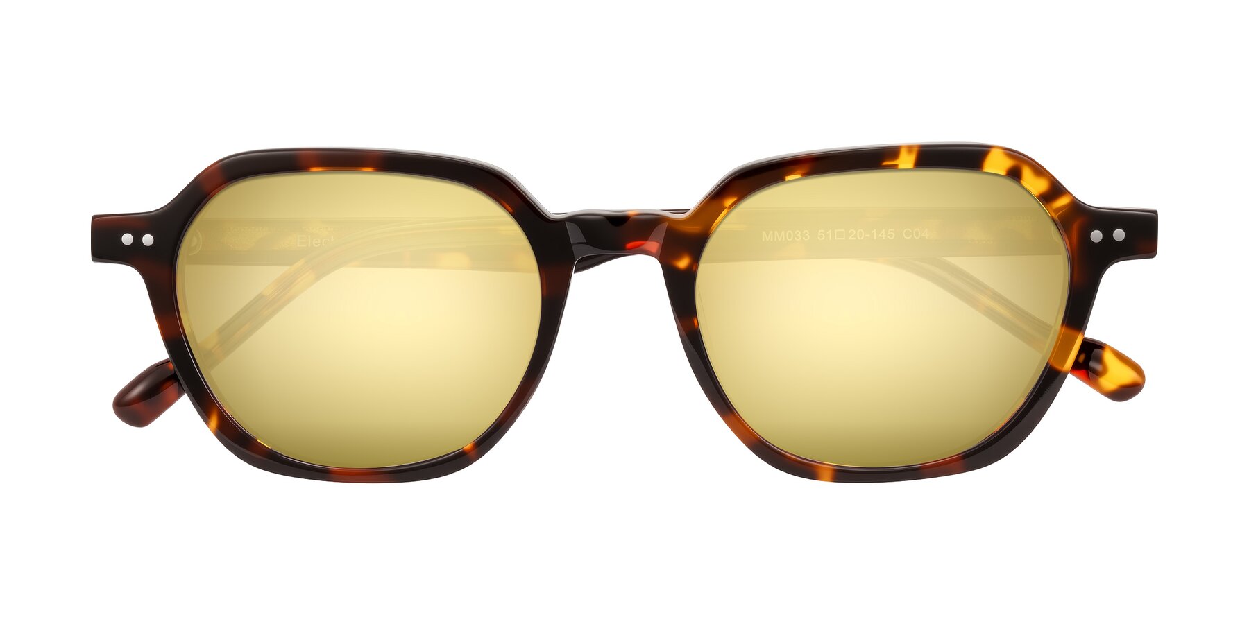 Folded Front of Electra in Tortoise with Gold Mirrored Lenses
