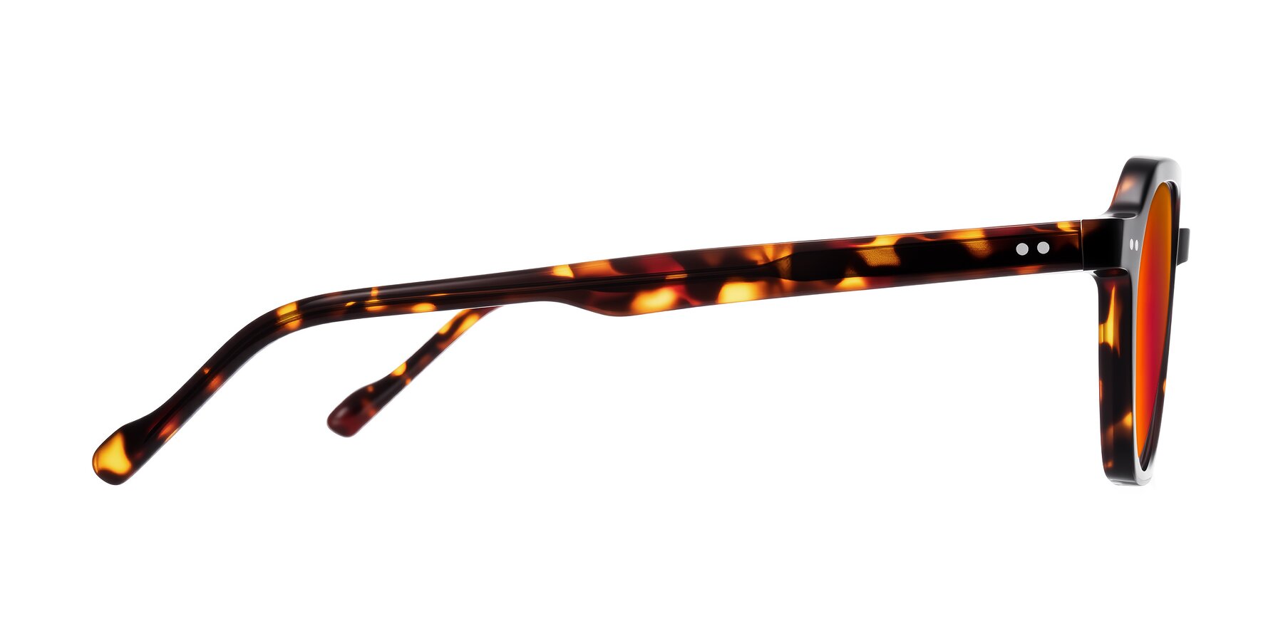 Side of Electra in Tortoise with Red Gold Mirrored Lenses