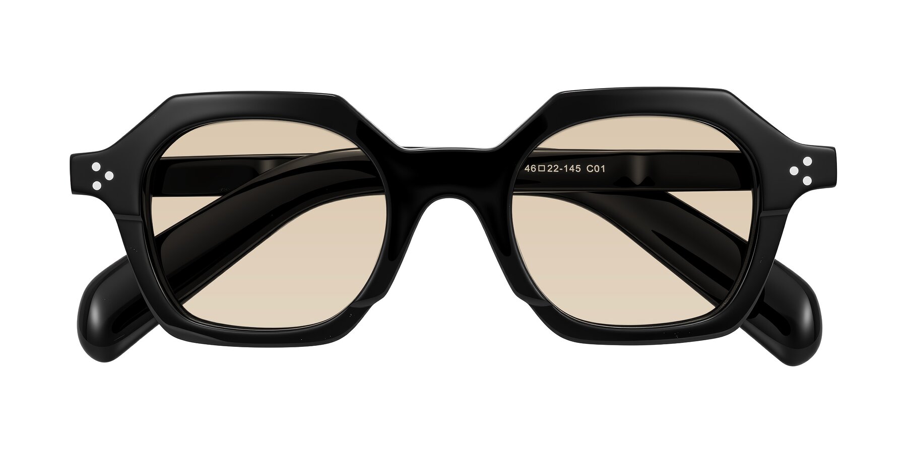 Folded Front of Antrim in Black with Light Brown Tinted Lenses