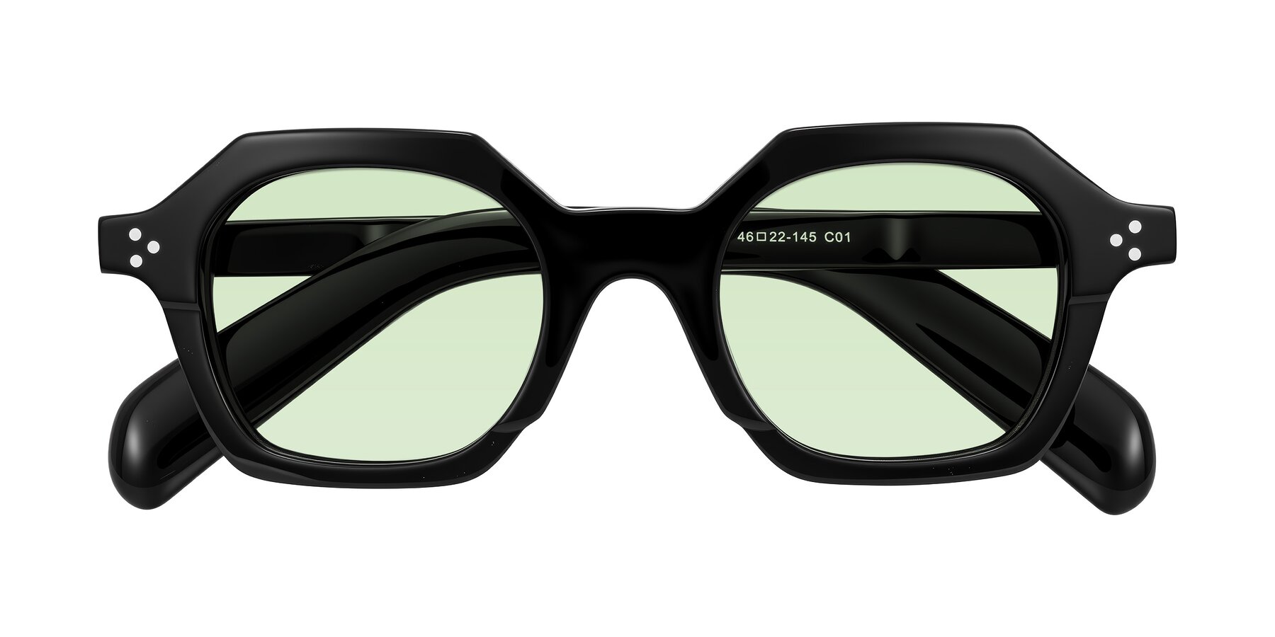 Folded Front of Antrim in Black with Light Green Tinted Lenses