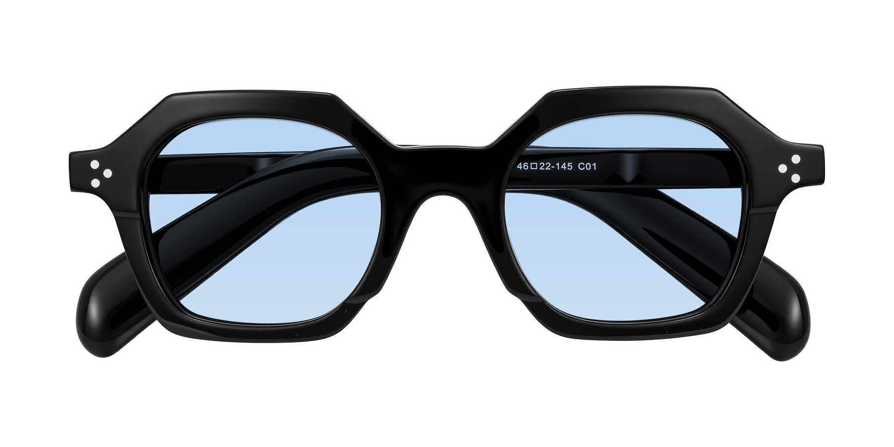 Folded Front of Antrim in Black with Light Blue Tinted Lenses