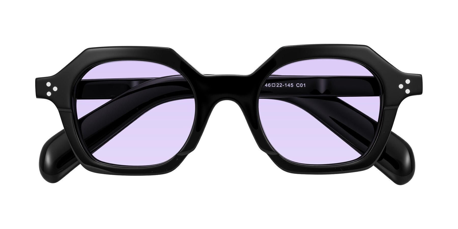 Folded Front of Antrim in Black with Light Purple Tinted Lenses
