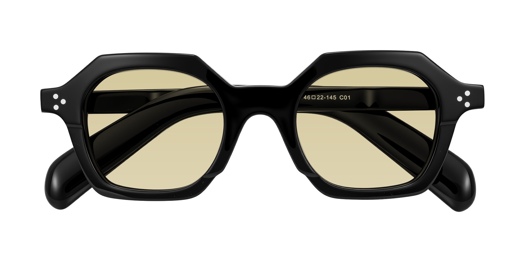 Folded Front of Antrim in Black with Light Champagne Tinted Lenses