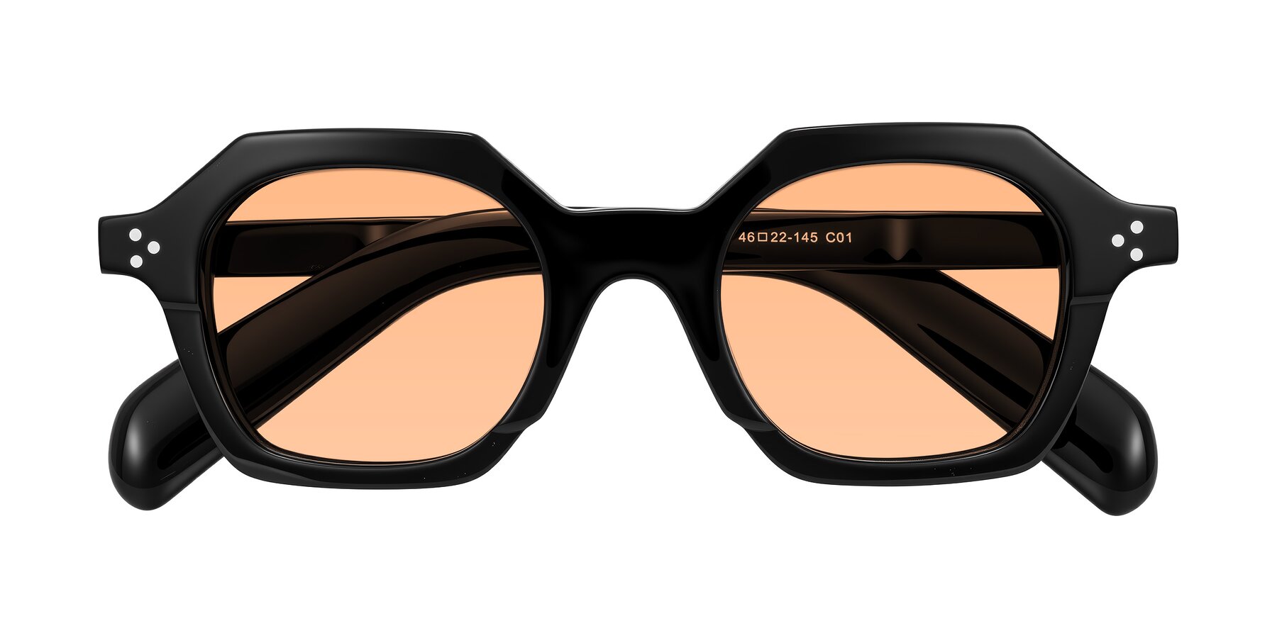 Folded Front of Antrim in Black with Light Orange Tinted Lenses