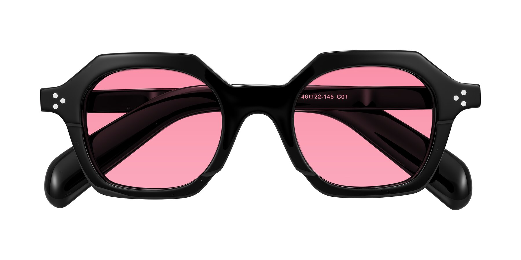 Folded Front of Antrim in Black with Pink Tinted Lenses