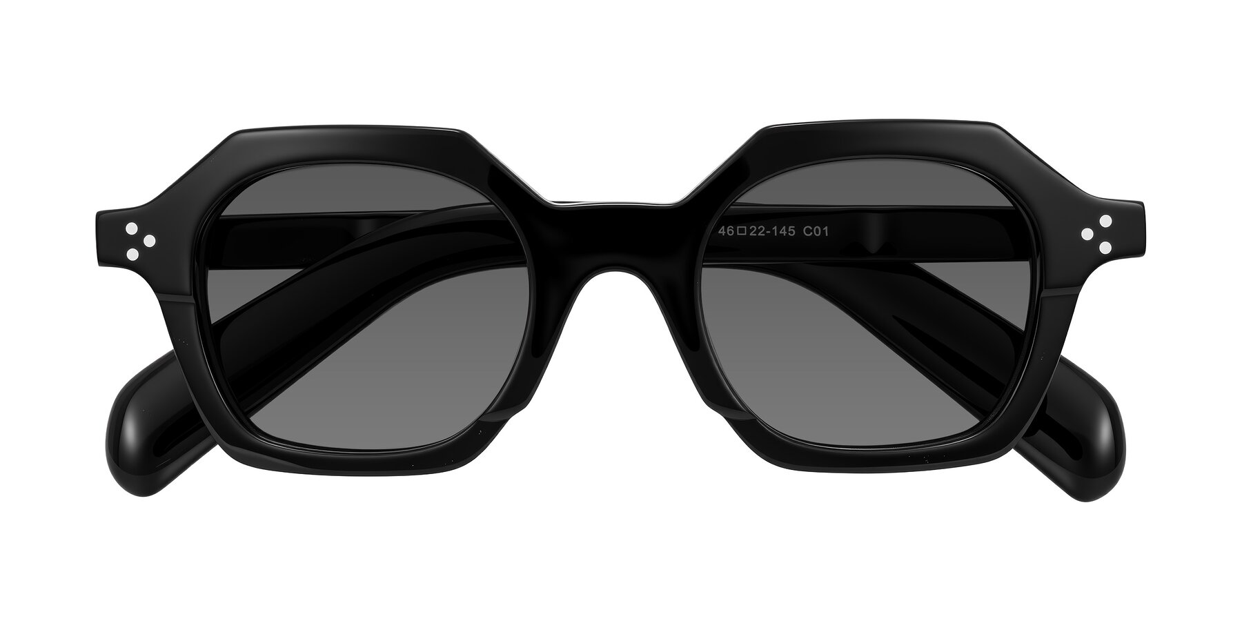 Folded Front of Antrim in Black with Medium Gray Tinted Lenses
