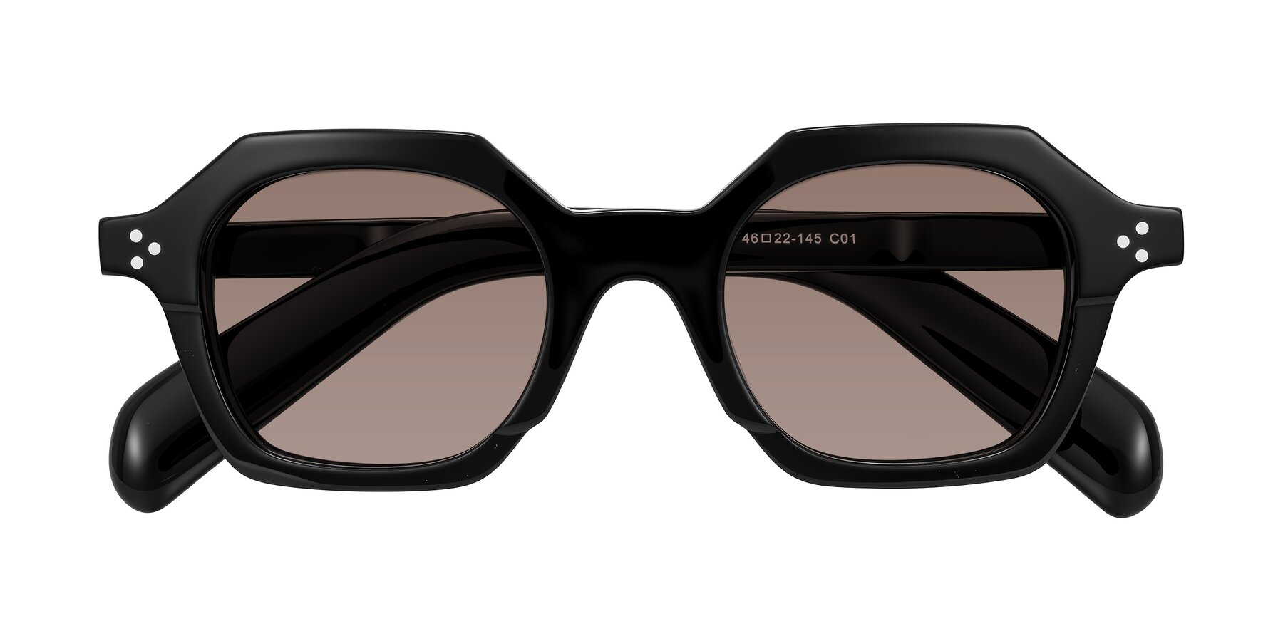 Folded Front of Antrim in Black with Medium Brown Tinted Lenses