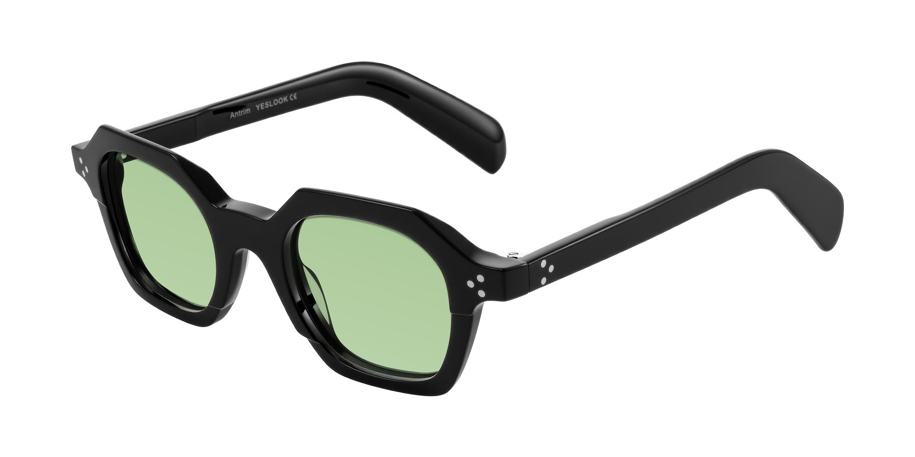 Angle of Antrim in Black with Medium Green Tinted Lenses