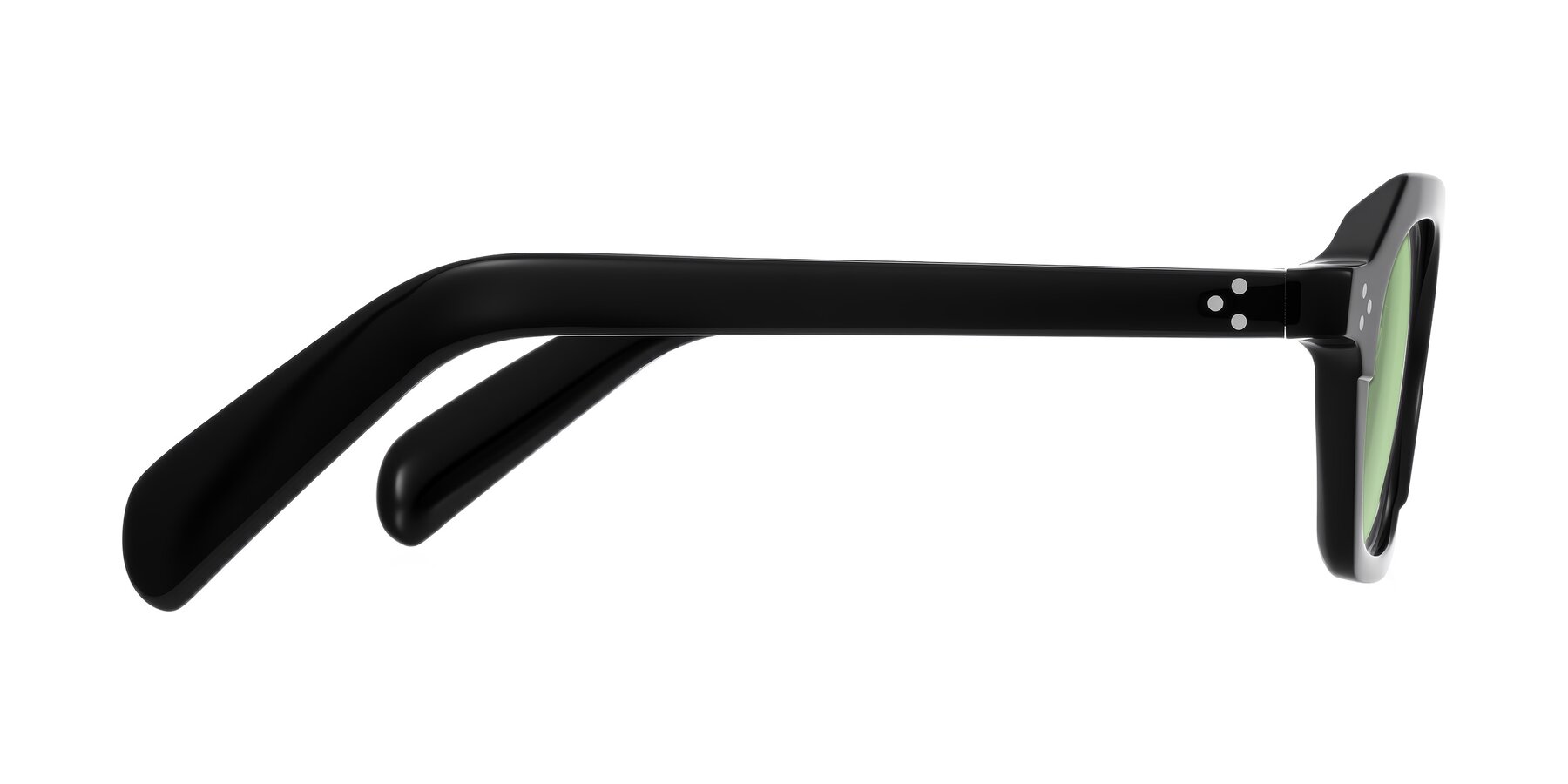 Side of Antrim in Black with Medium Green Tinted Lenses