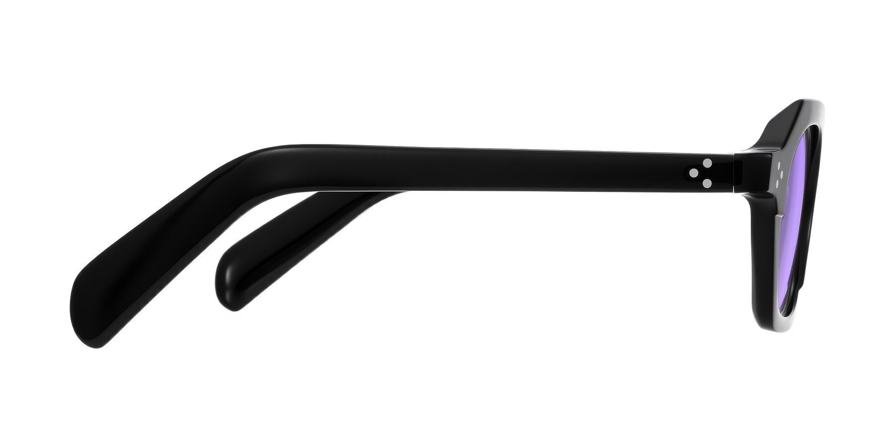 Side of Antrim in Black with Medium Purple Tinted Lenses