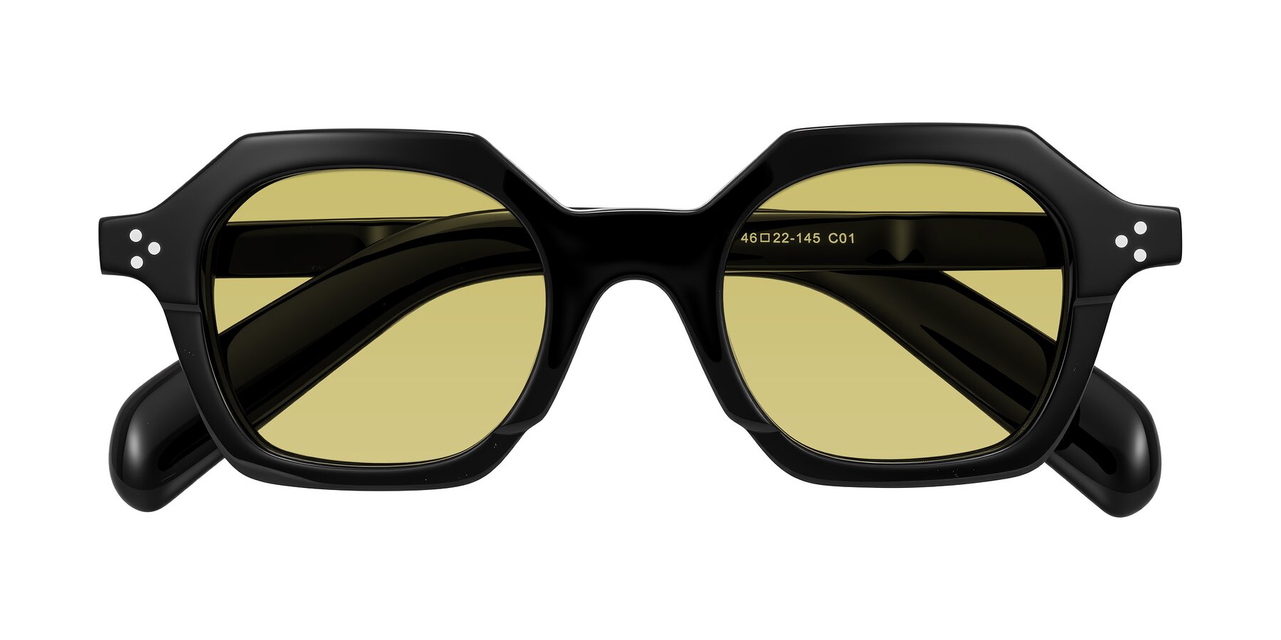 Folded Front of Antrim in Black with Medium Champagne Tinted Lenses