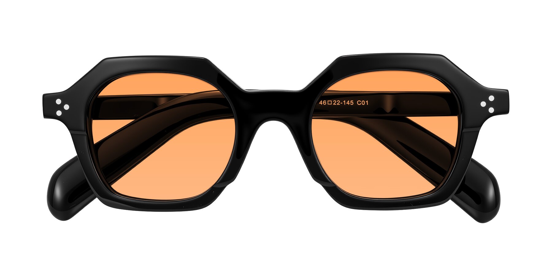 Folded Front of Antrim in Black with Medium Orange Tinted Lenses