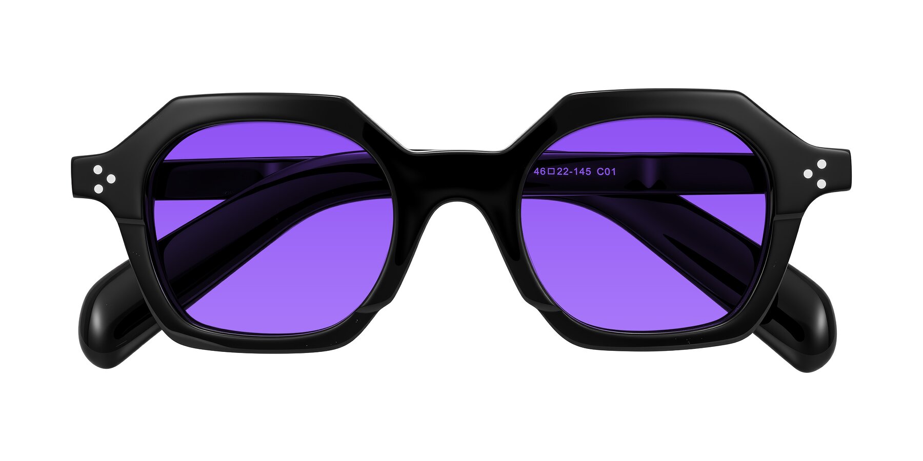 Folded Front of Antrim in Black with Purple Tinted Lenses