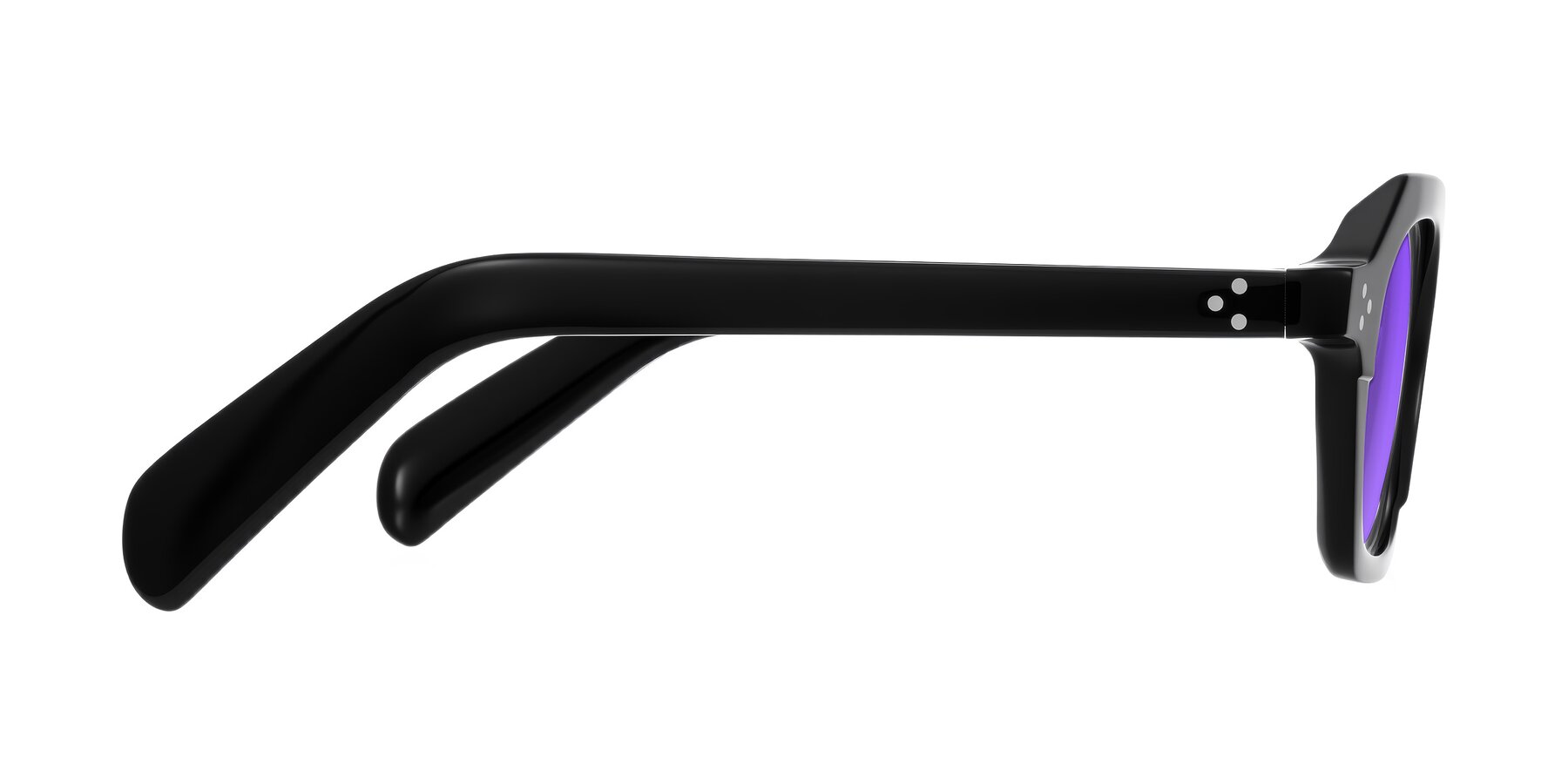 Side of Antrim in Black with Purple Tinted Lenses