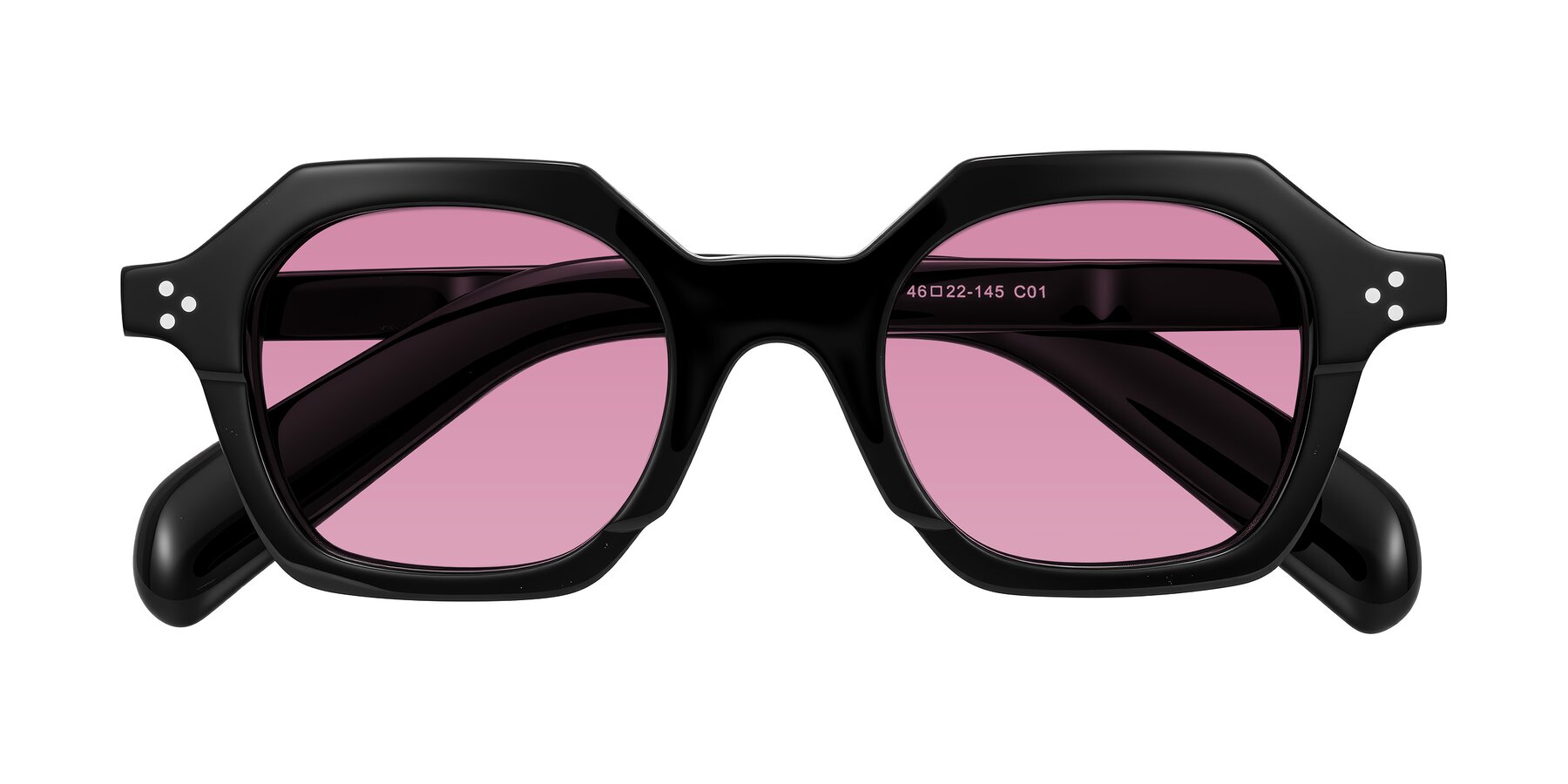Folded Front of Antrim in Black with Medium Wine Tinted Lenses
