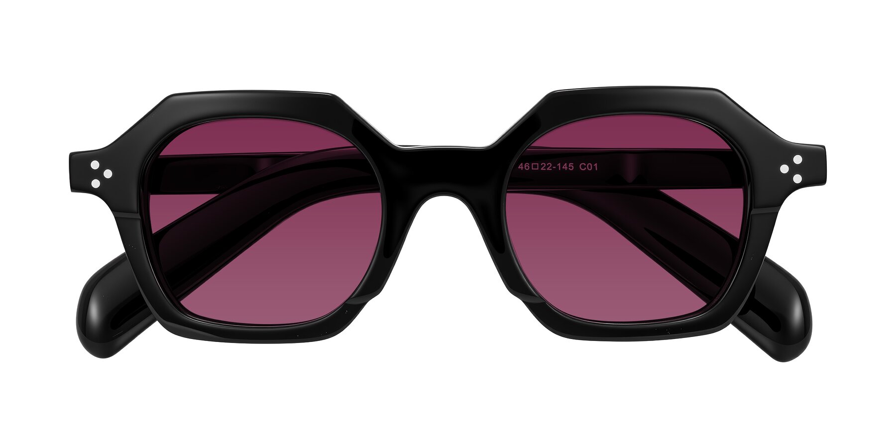 Folded Front of Antrim in Black with Wine Tinted Lenses