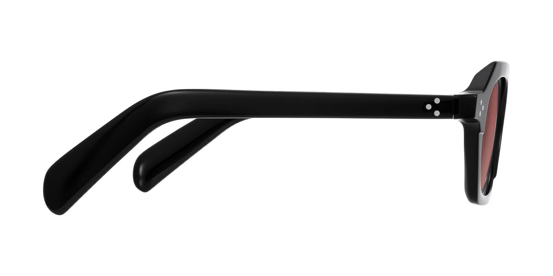 Side of Antrim in Black with Garnet Tinted Lenses