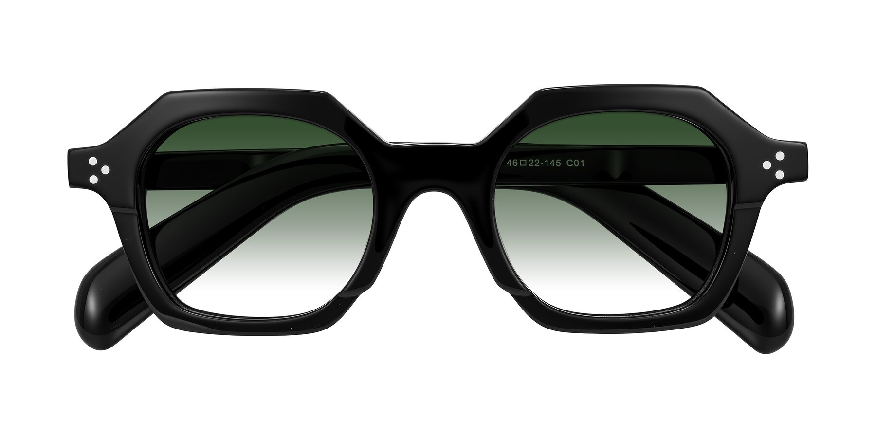 Folded Front of Antrim in Black with Green Gradient Lenses