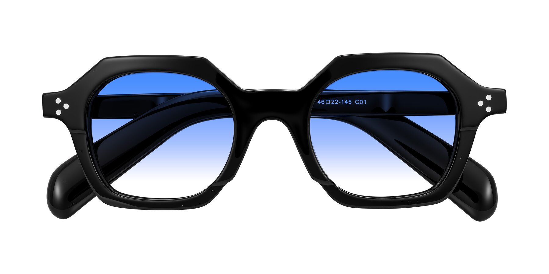 Folded Front of Antrim in Black with Blue Gradient Lenses