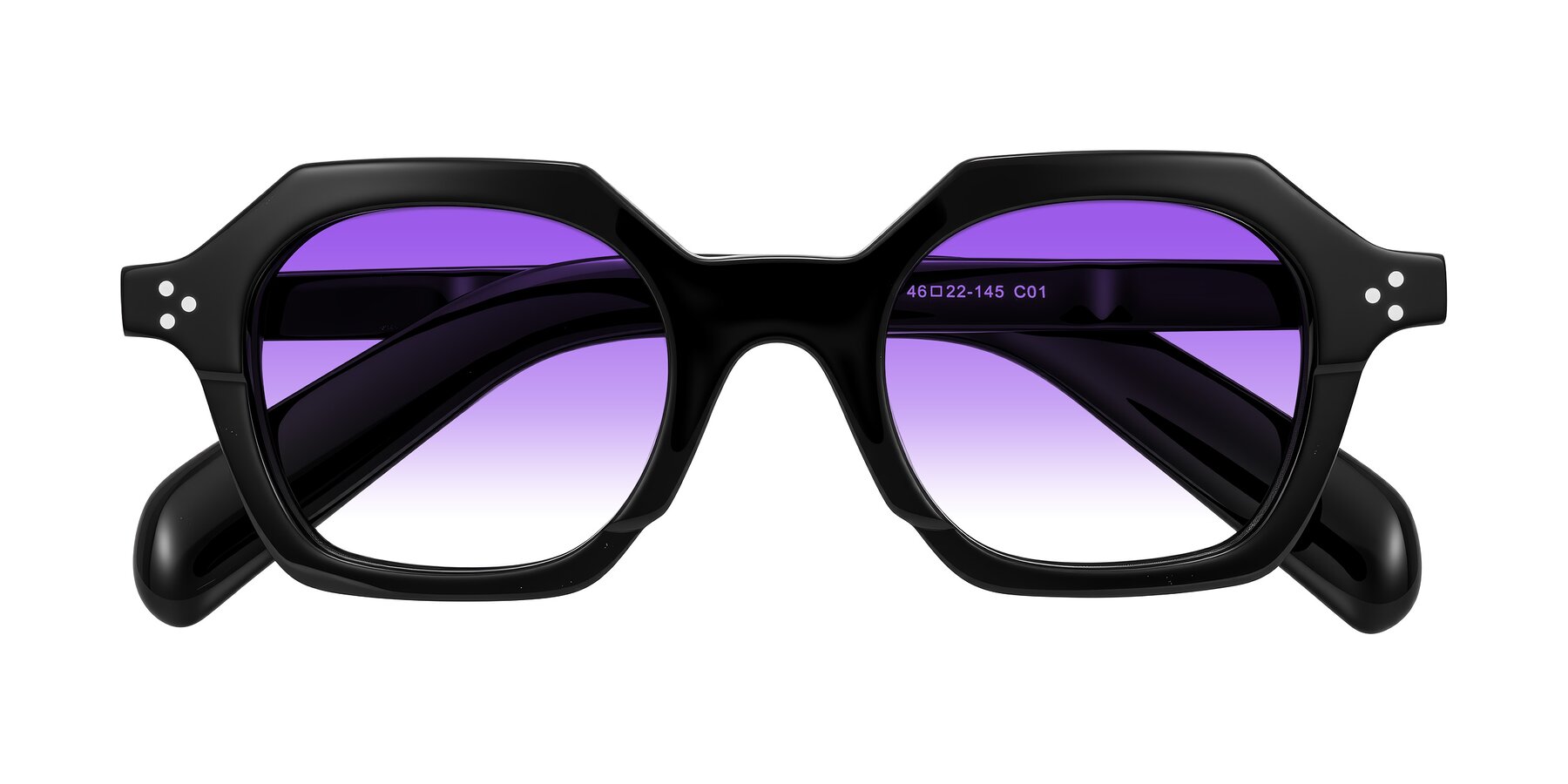 Folded Front of Antrim in Black with Purple Gradient Lenses