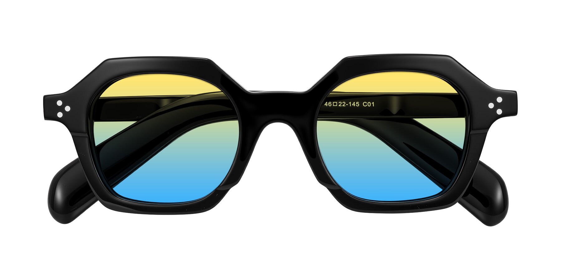 Folded Front of Antrim in Black with Yellow / Blue Gradient Lenses