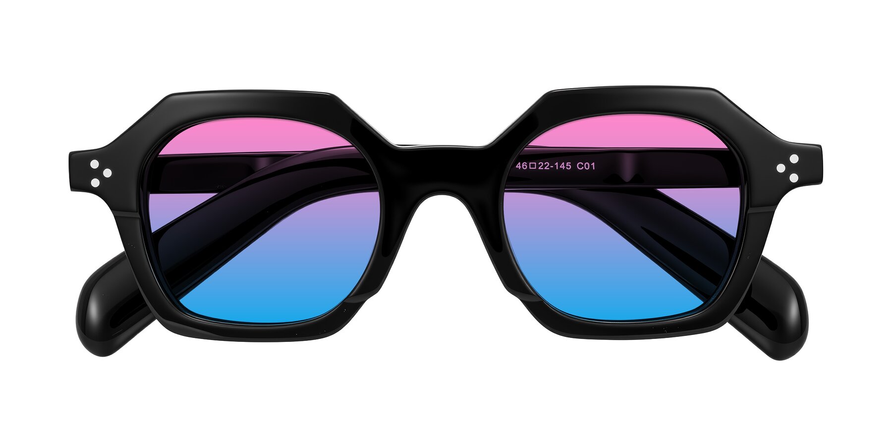 Folded Front of Antrim in Black with Pink / Blue Gradient Lenses
