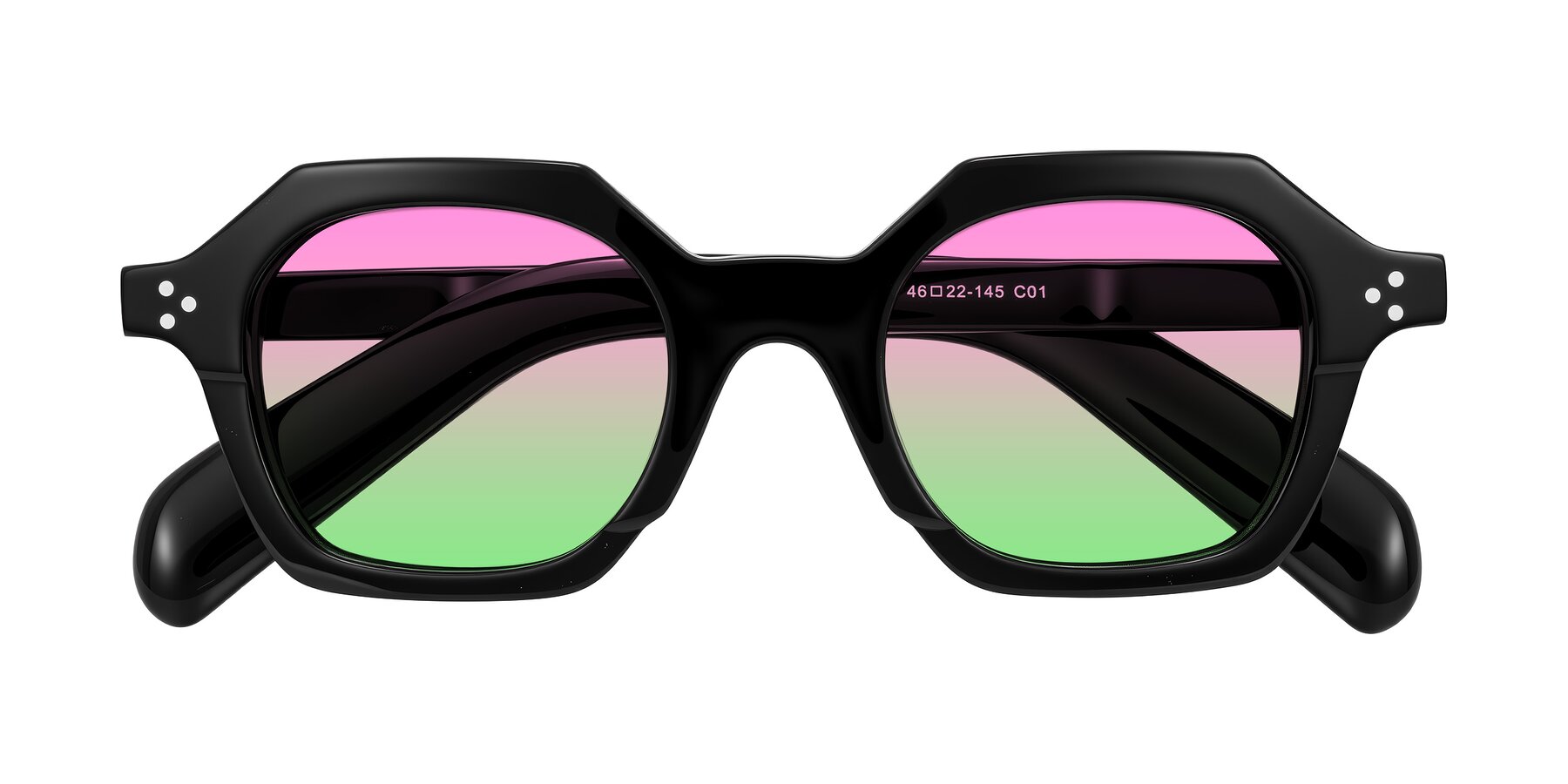 Folded Front of Antrim in Black with Pink / Green Gradient Lenses