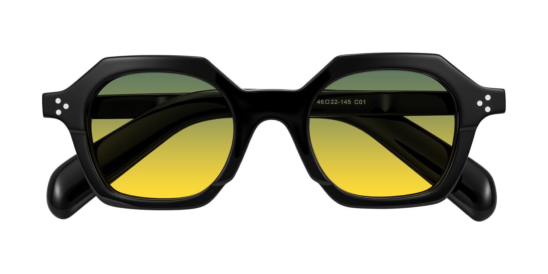 Folded Front of Antrim in Black with Green / Yellow Gradient Lenses