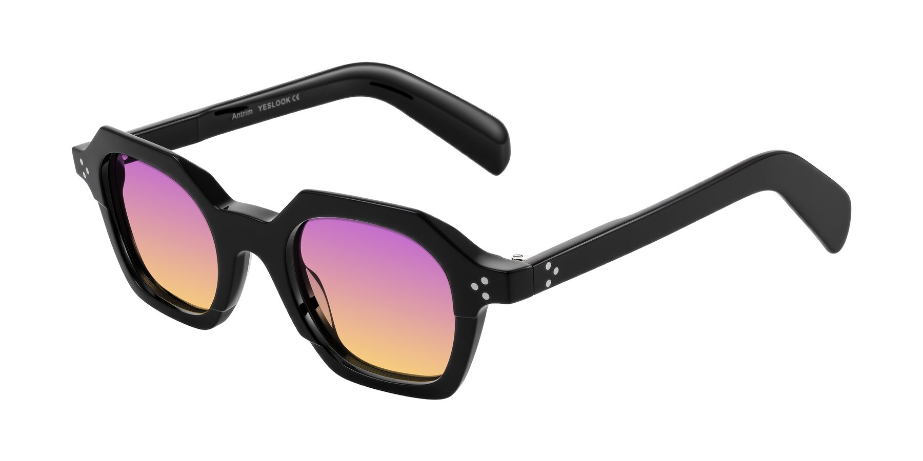 Angle of Antrim in Black with Purple / Yellow Gradient Lenses