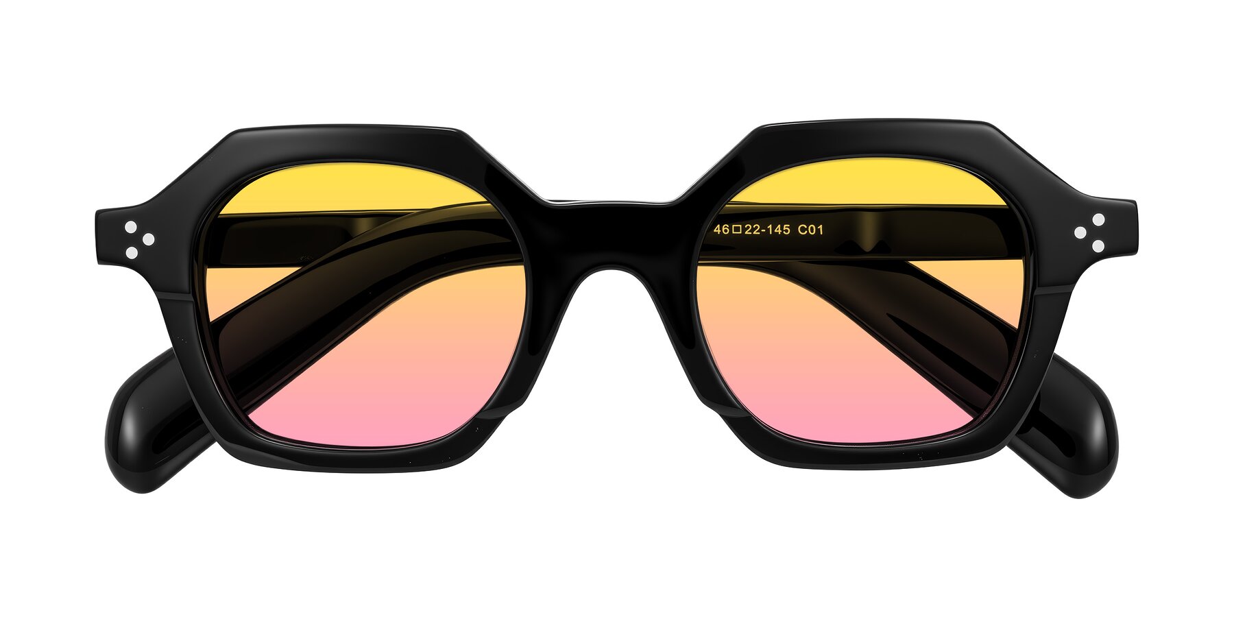 Folded Front of Antrim in Black with Yellow / Pink Gradient Lenses