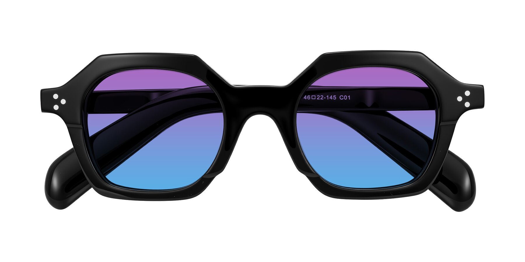 Folded Front of Antrim in Black with Purple / Blue Gradient Lenses