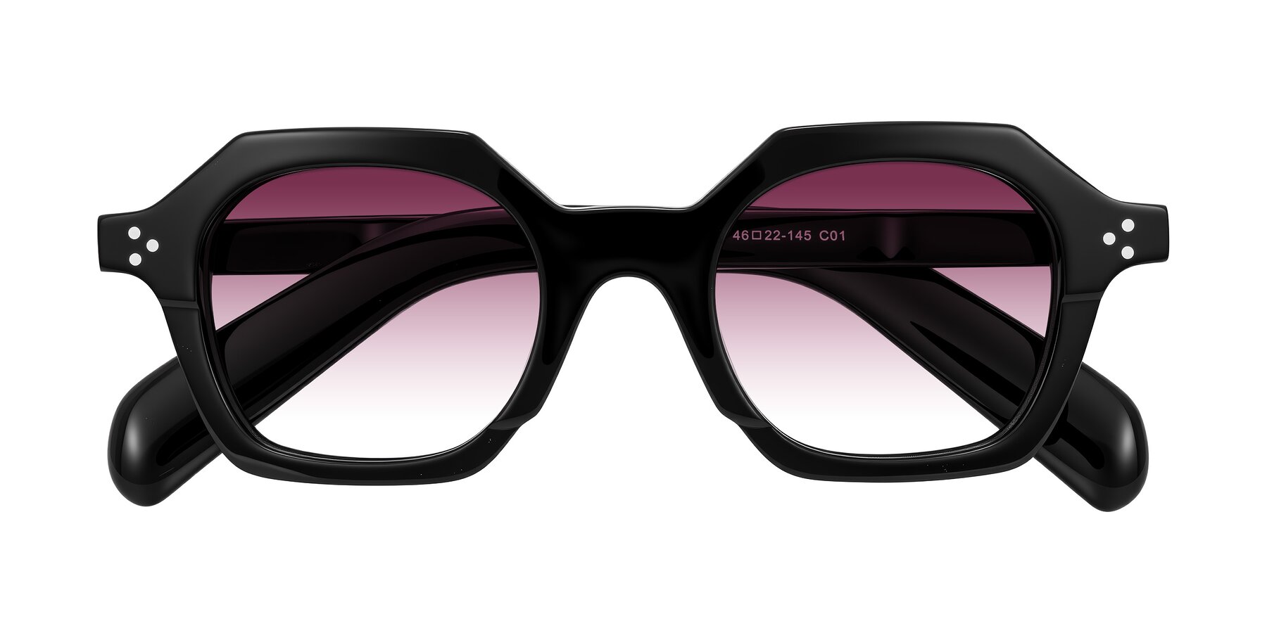 Folded Front of Antrim in Black with Wine Gradient Lenses