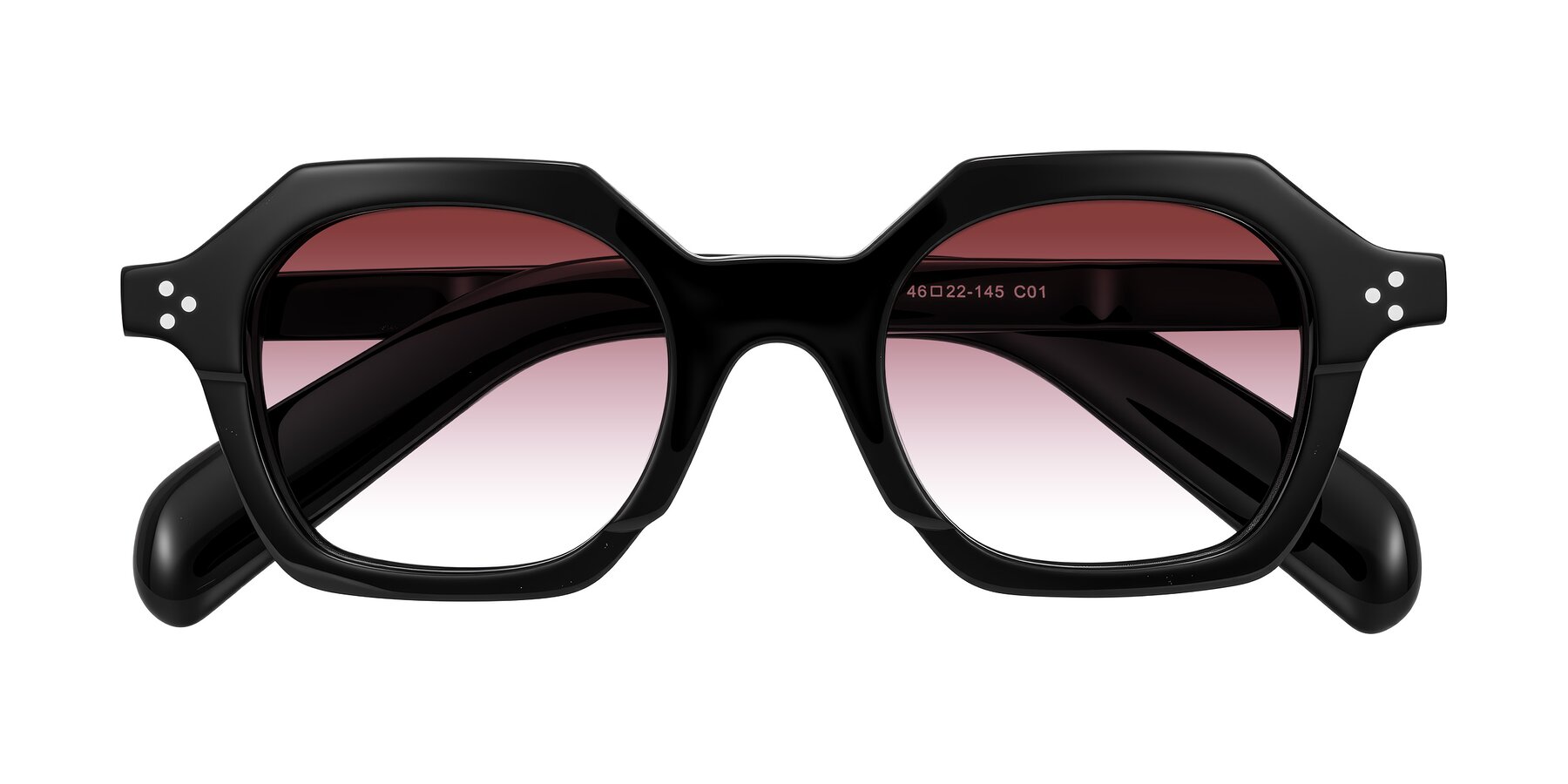 Folded Front of Antrim in Black with Garnet Gradient Lenses
