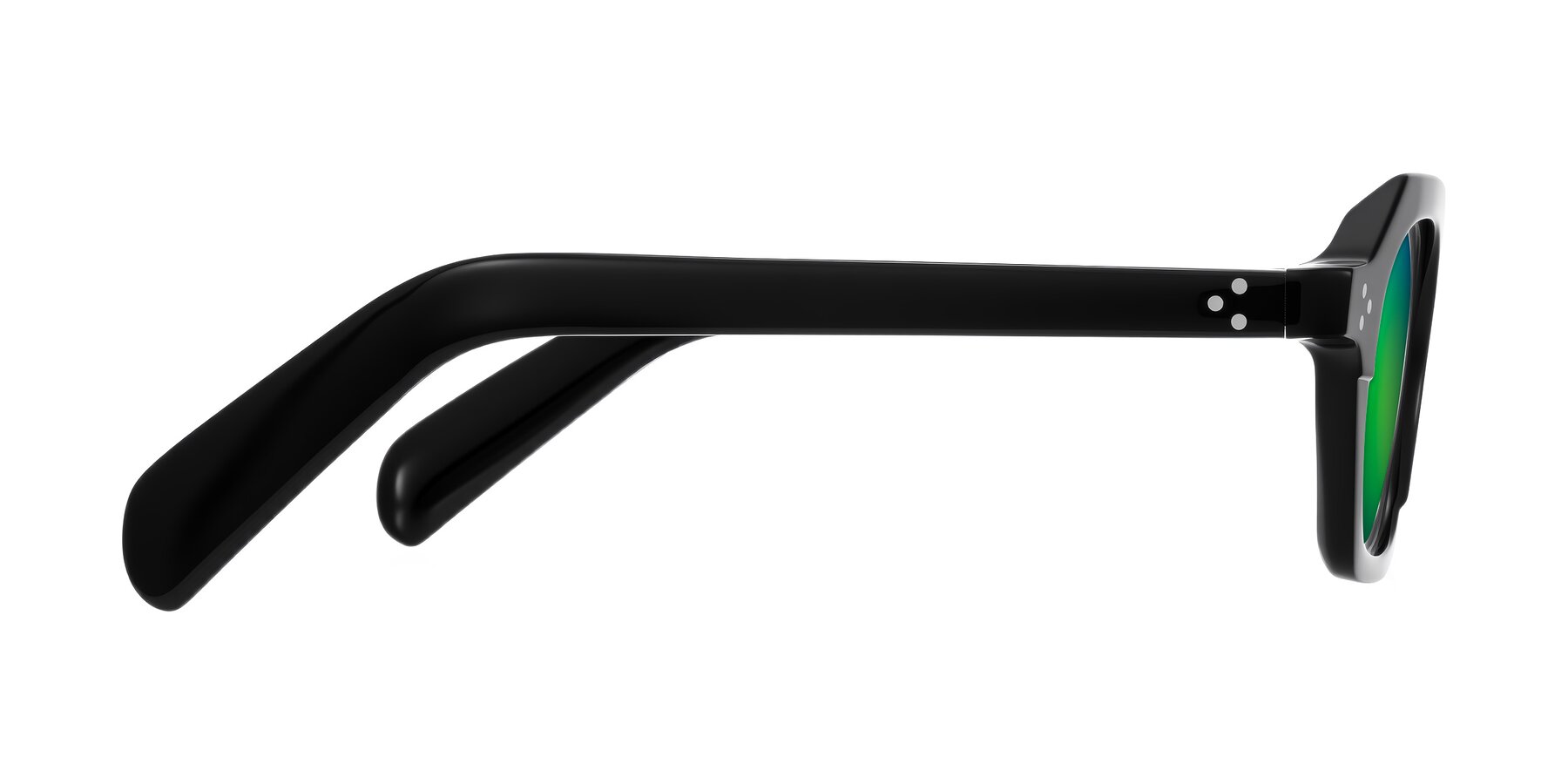 Side of Antrim in Black with Green Mirrored Lenses