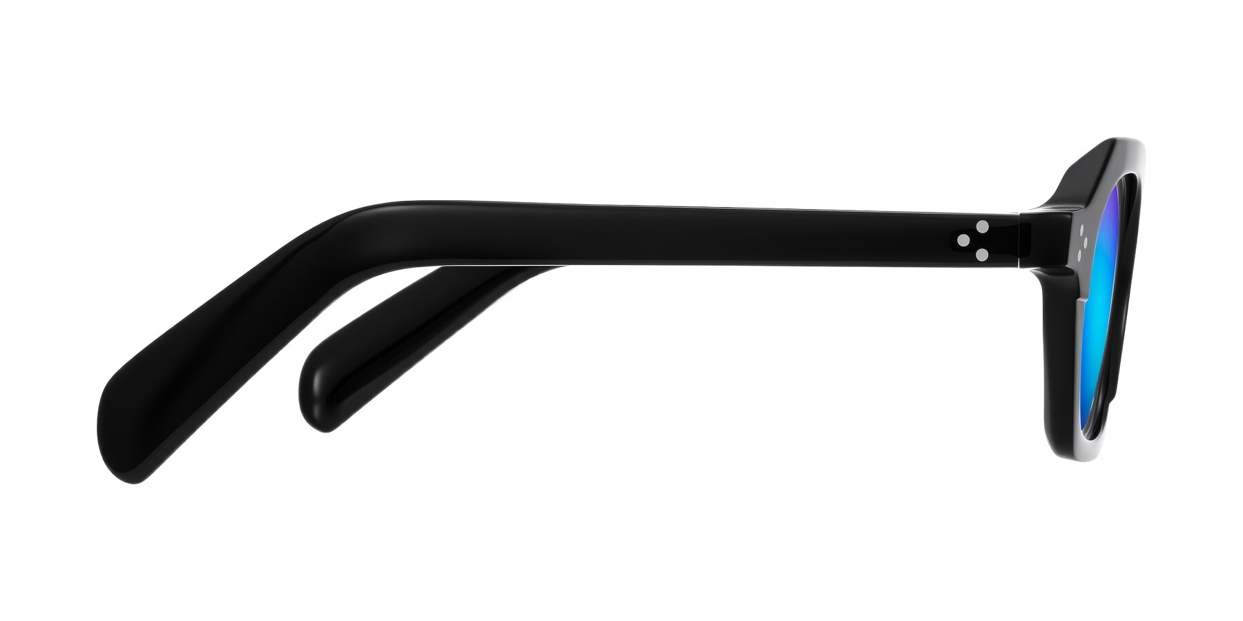 Side of Antrim in Black with Blue Mirrored Lenses