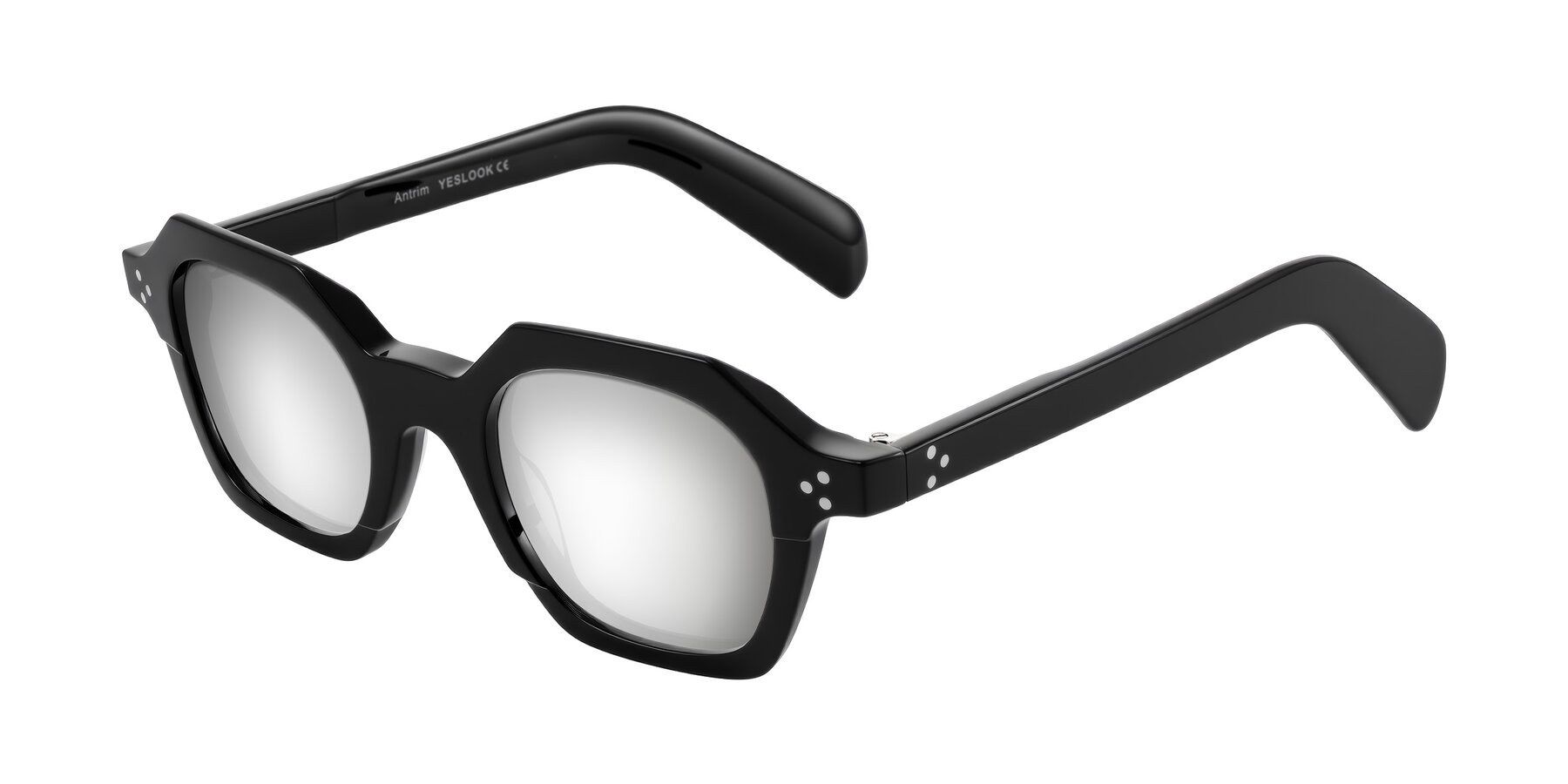 Angle of Antrim in Black with Silver Mirrored Lenses