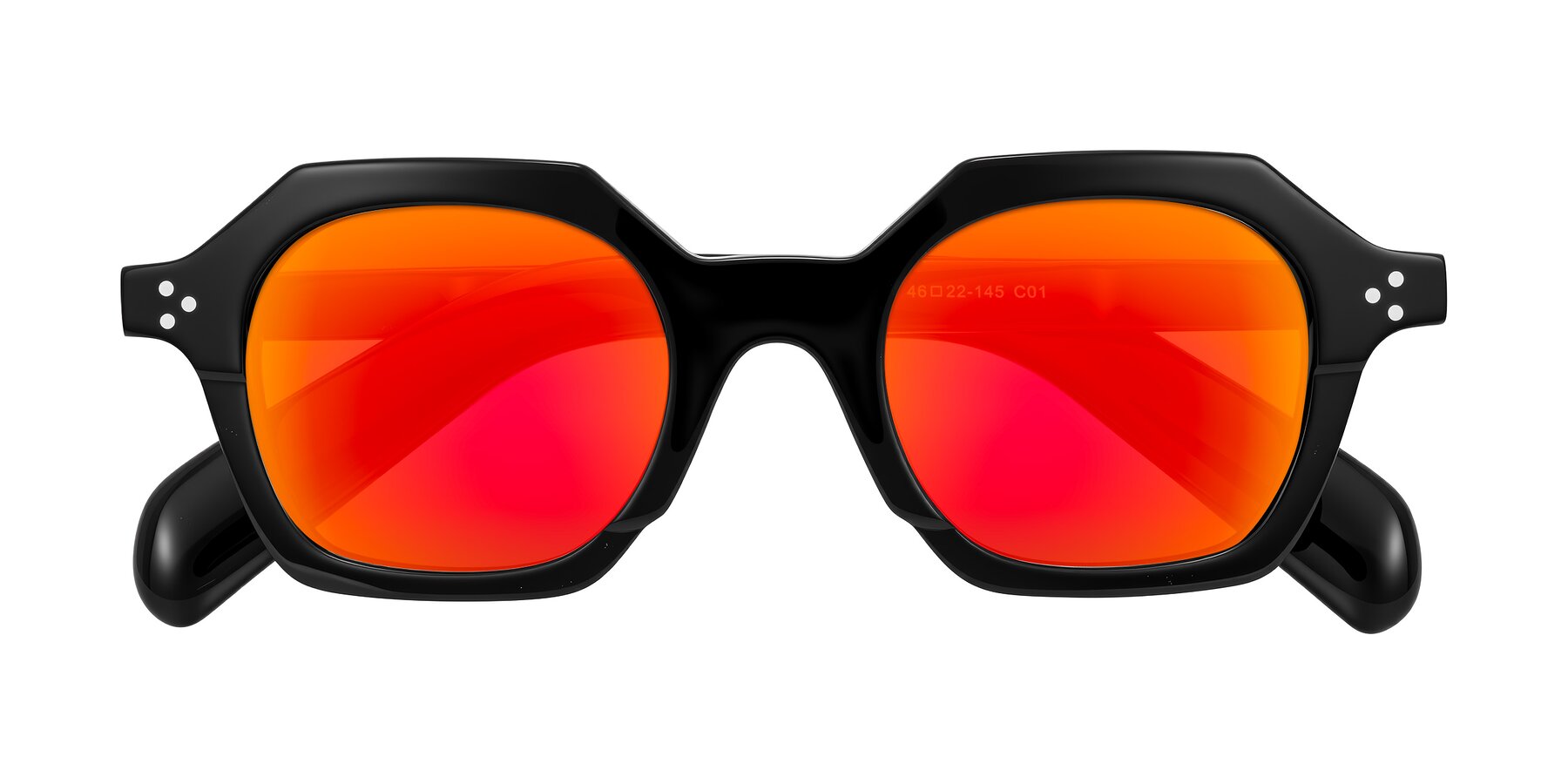 Folded Front of Antrim in Black with Red Gold Mirrored Lenses