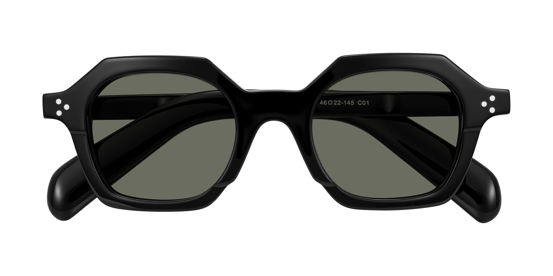 Folded Front of Antrim in Black with Gray Polarized Lenses