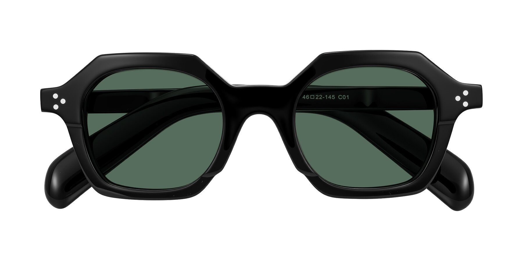 Folded Front of Antrim in Black with Green Polarized Lenses
