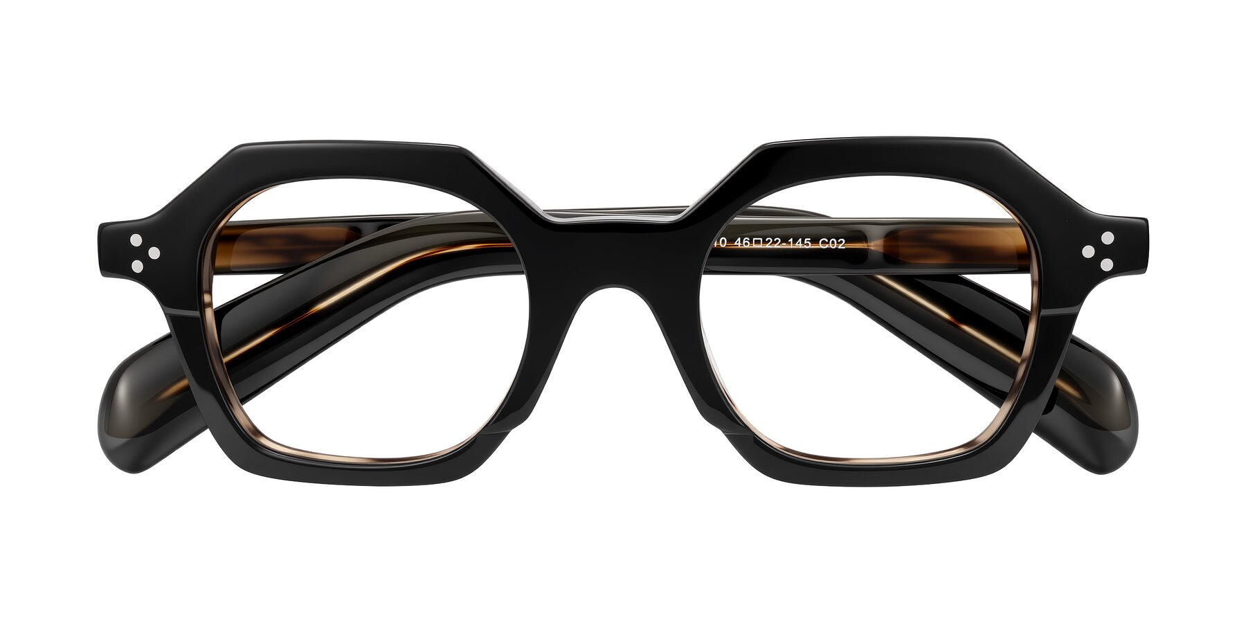 Folded Front of Antrim in Black/Brown Striped with Clear Eyeglass Lenses