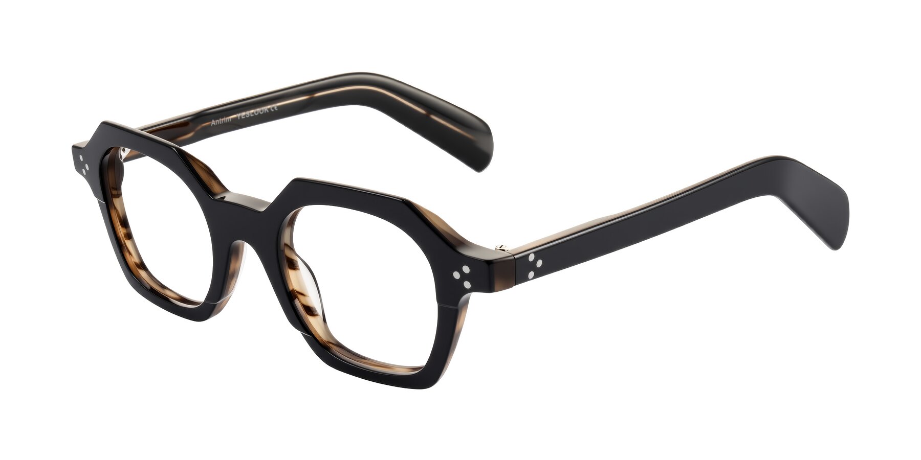 Angle of Antrim in Black/Brown Striped with Clear Eyeglass Lenses