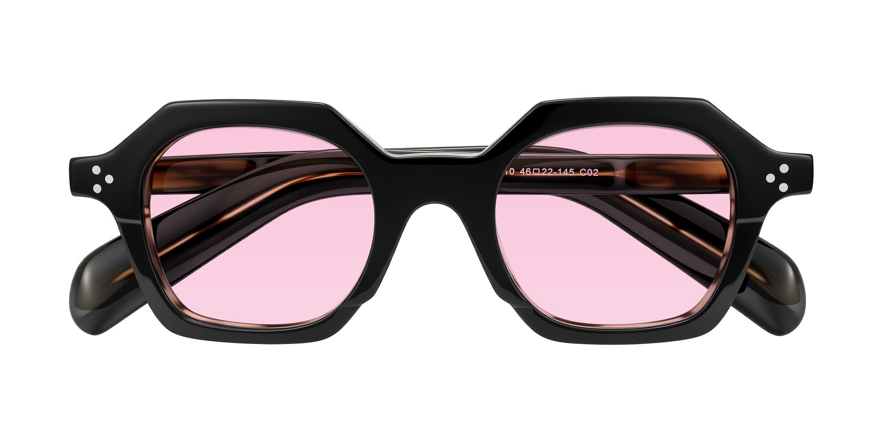 Folded Front of Antrim in Black/Brown Striped with Light Pink Tinted Lenses