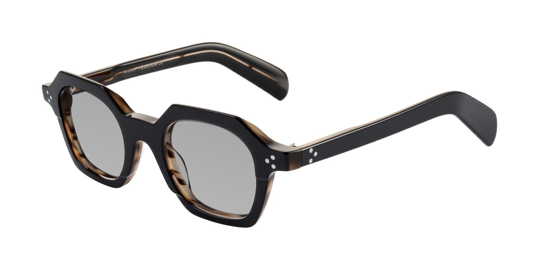 Angle of Antrim in Black/Brown Striped with Light Gray Tinted Lenses