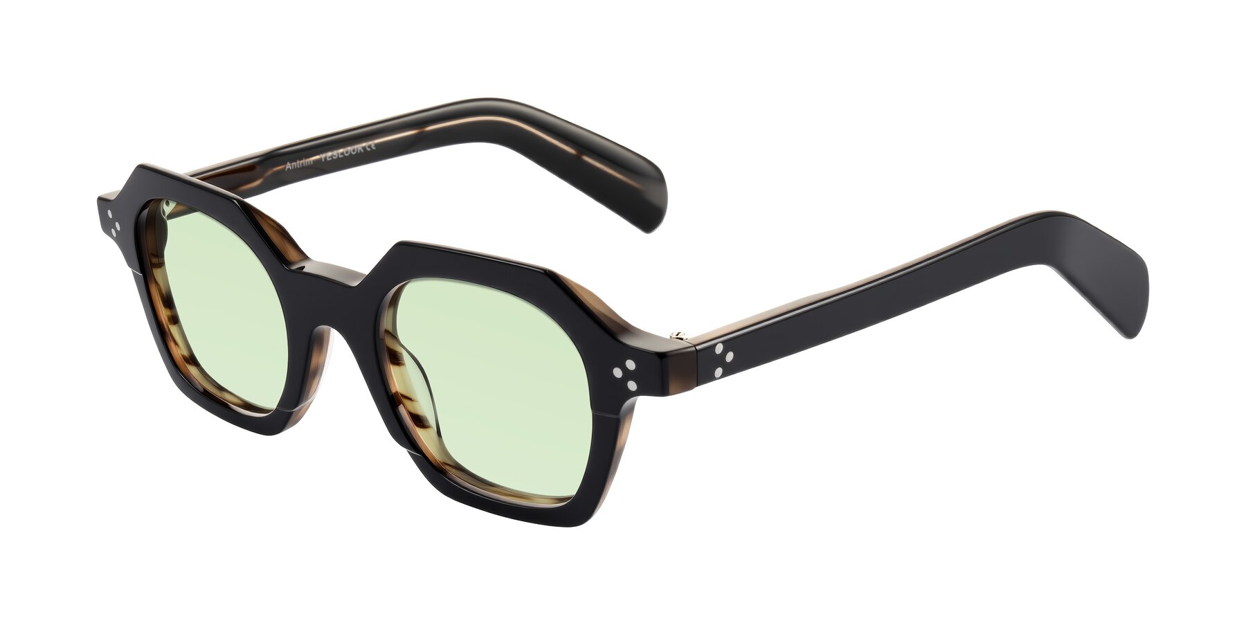 Angle of Antrim in Black/Brown Striped with Light Green Tinted Lenses