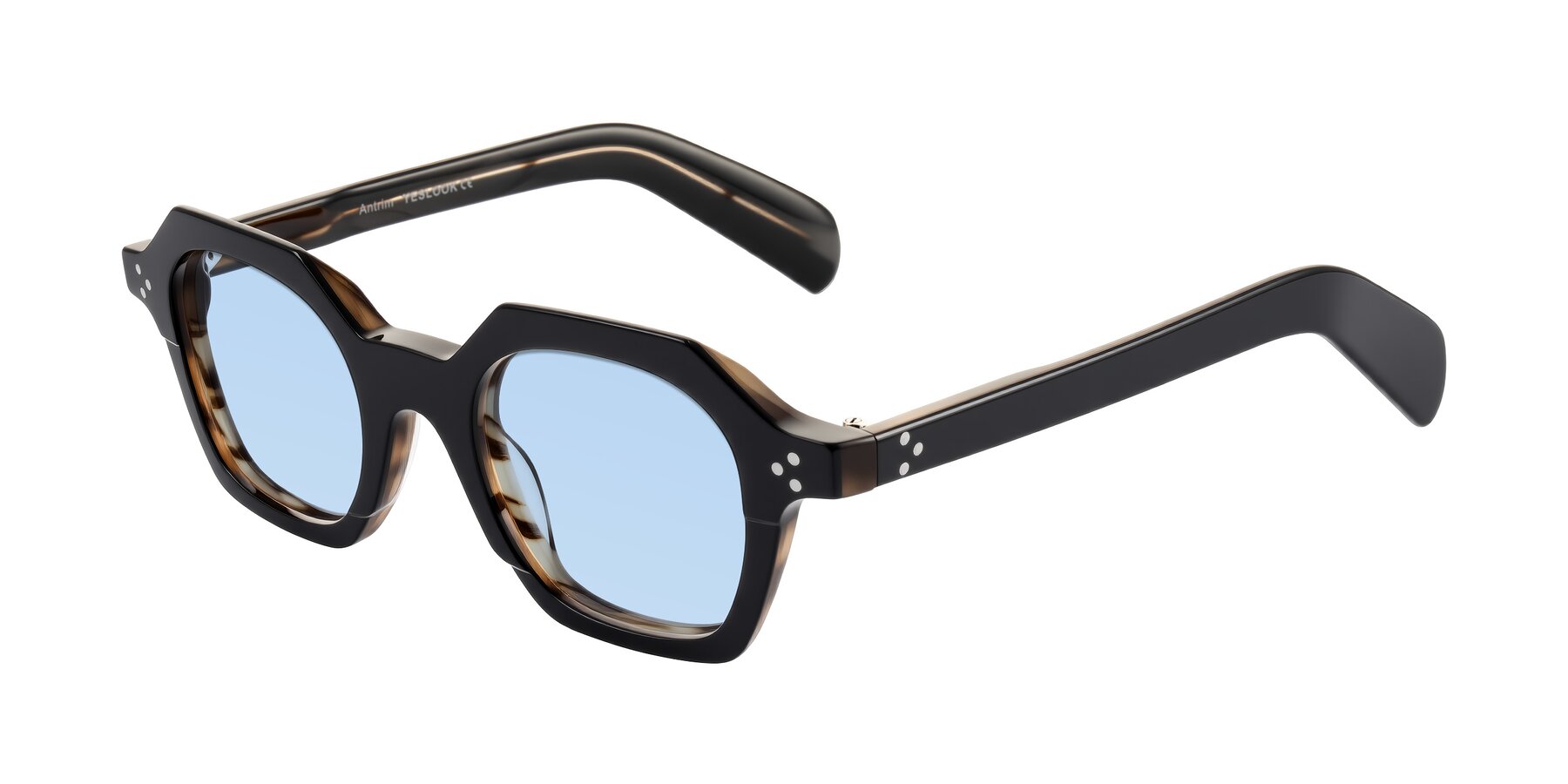 Angle of Antrim in Black/Brown Striped with Light Blue Tinted Lenses