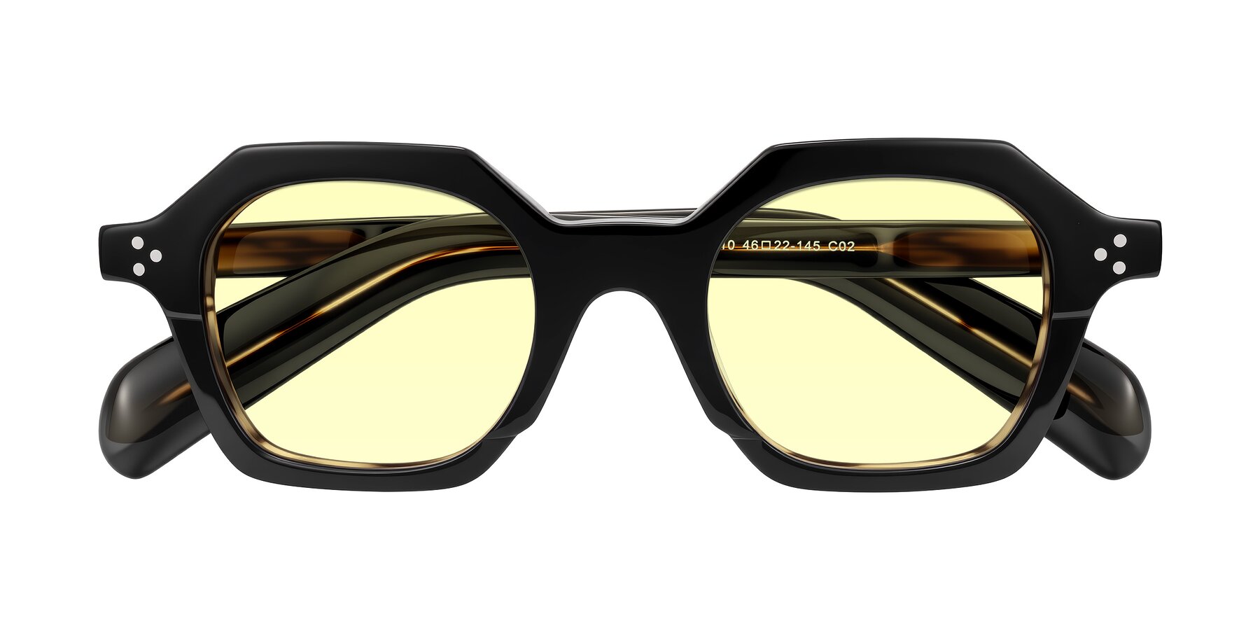 Folded Front of Antrim in Black/Brown Striped with Light Yellow Tinted Lenses