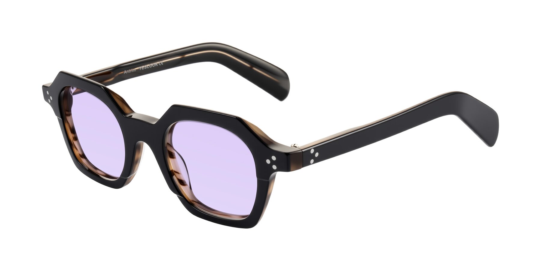 Angle of Antrim in Black/Brown Striped with Light Purple Tinted Lenses