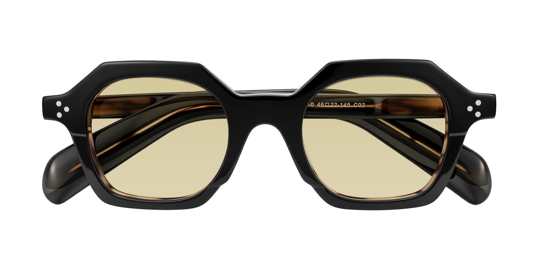 Folded Front of Antrim in Black/Brown Striped with Light Champagne Tinted Lenses