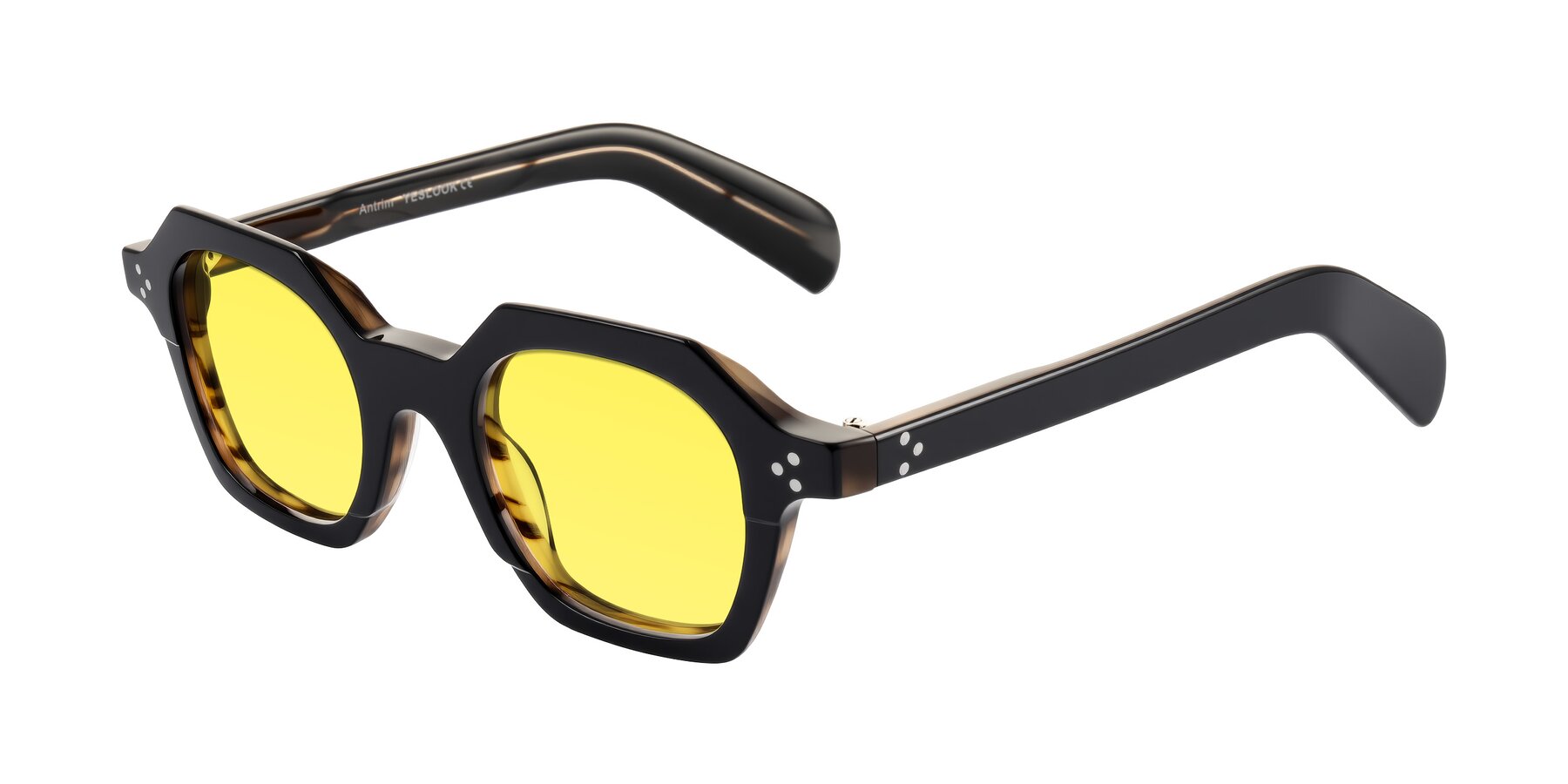 Angle of Antrim in Black/Brown Striped with Medium Yellow Tinted Lenses